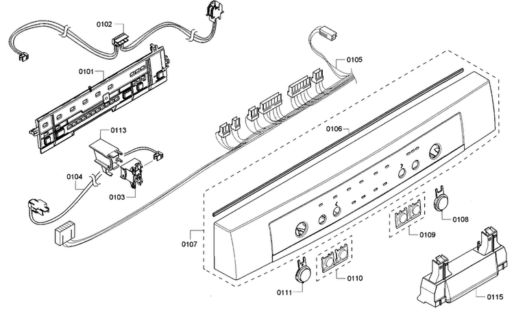 Control Panel Diagram and Parts List for SHE3AR56UC 18 Bosch Dishwasher