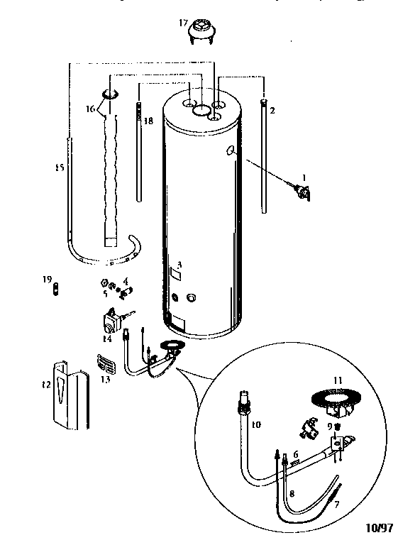 40 Gal. High Altitude Diagram and Parts List for 153334444  Kenmore Water Heater