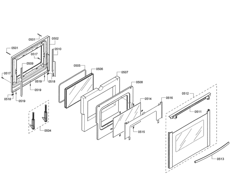 Door Assy Diagram and Parts List for HES7282U 06 Bosch Range
