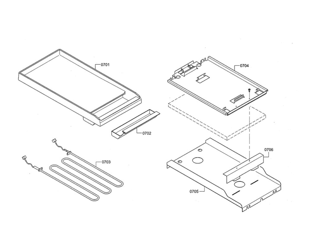 Griddle/Element Diagram and Parts List for PRD48JDSGU 09 Thermador Range