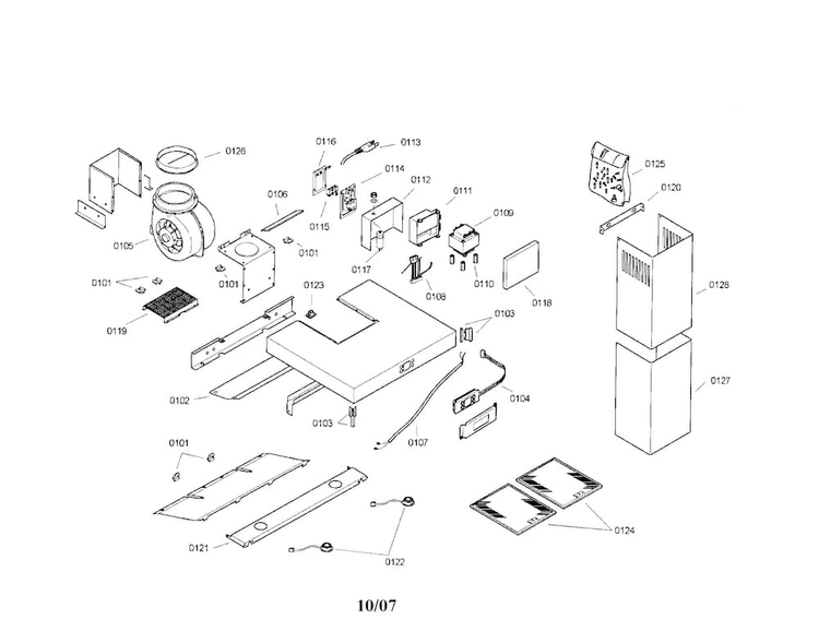 Vent Hood Diagram and Parts List for DKE9405MUC 01 Bosch Range Hood