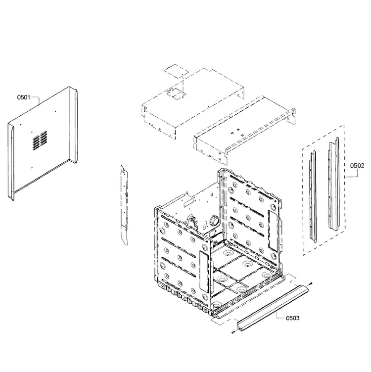 Cabinet Diagram and Parts List for HBN3450UC 01 Bosch Wall Oven