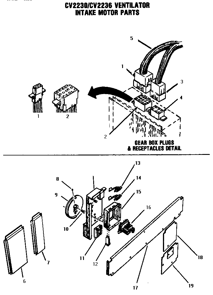 Ventilator Intake Motor Diagram and Parts List for CHCV30  Thermador Cooktop