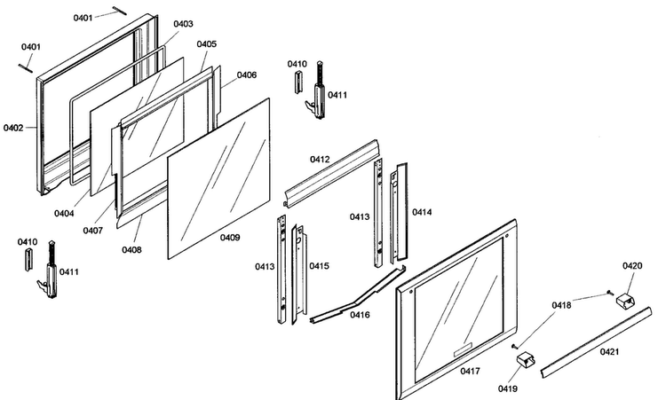 Top Oven Door Assy Diagram and Parts List for ME272ES01  Thermador Wall Oven