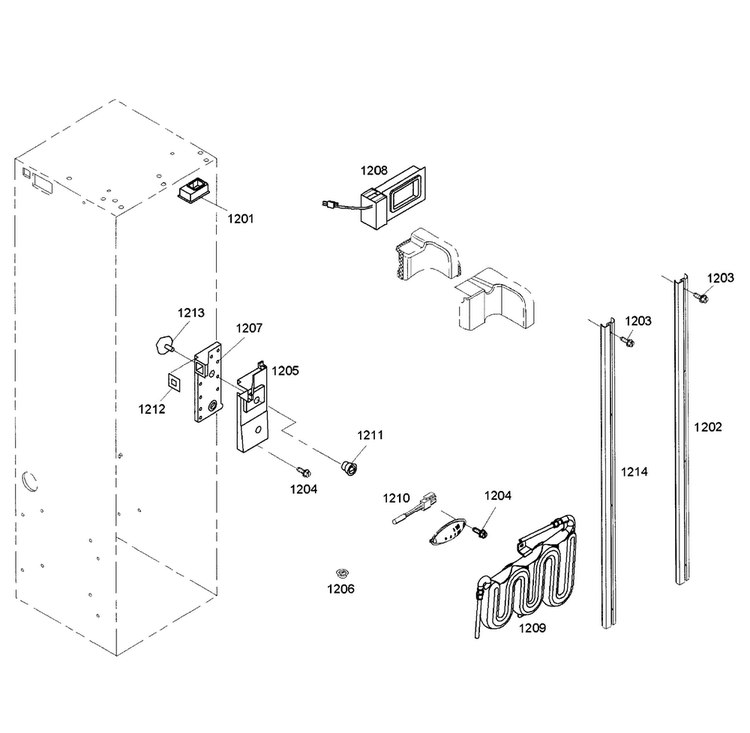 Cabinet 2 Diagram and Parts List for KBUDT4255E 04 Thermador Refrigerator