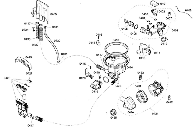 Pump Assy Diagram and Parts List for SHV46C13UC 21 Bosch Dishwasher