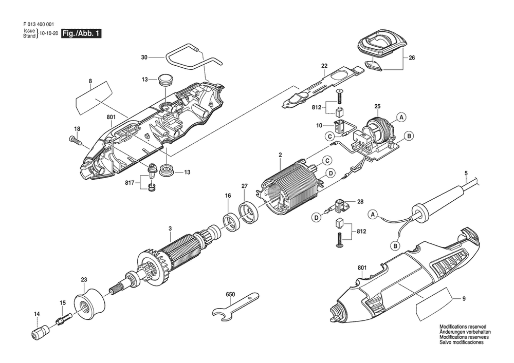 Diagram 1 Diagram and Parts List for 4000120V F013400006 Bosch Hammer Drill