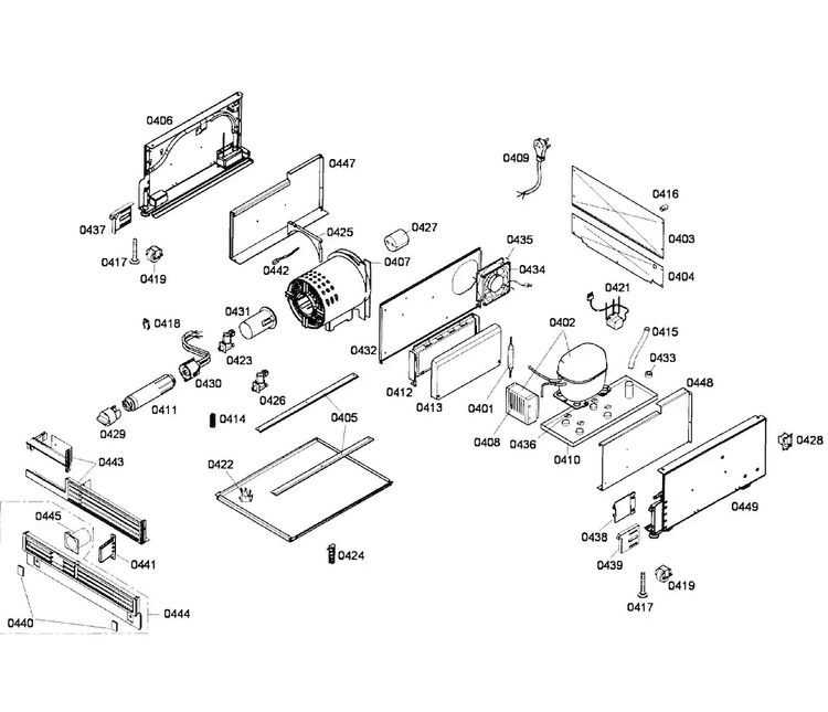 Compressor Diagram and Parts List for T24IF70NSP 32 Thermador Freezer