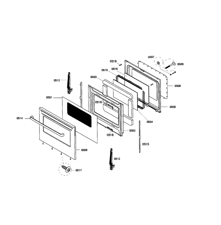 Door Diagram and Parts List for HGS3053UC 06 Bosch Range
