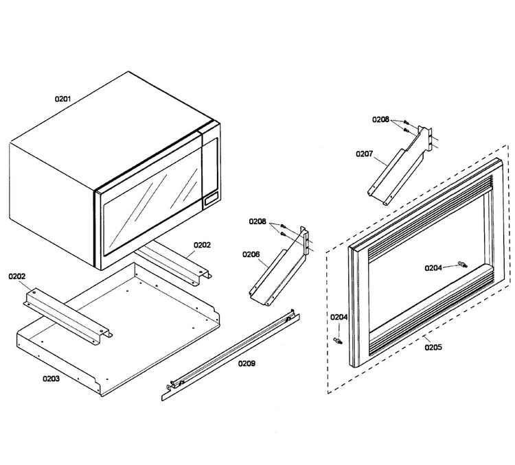 Trim Assy Diagram and Parts List for HBL5760UC 02 Bosch Microwave