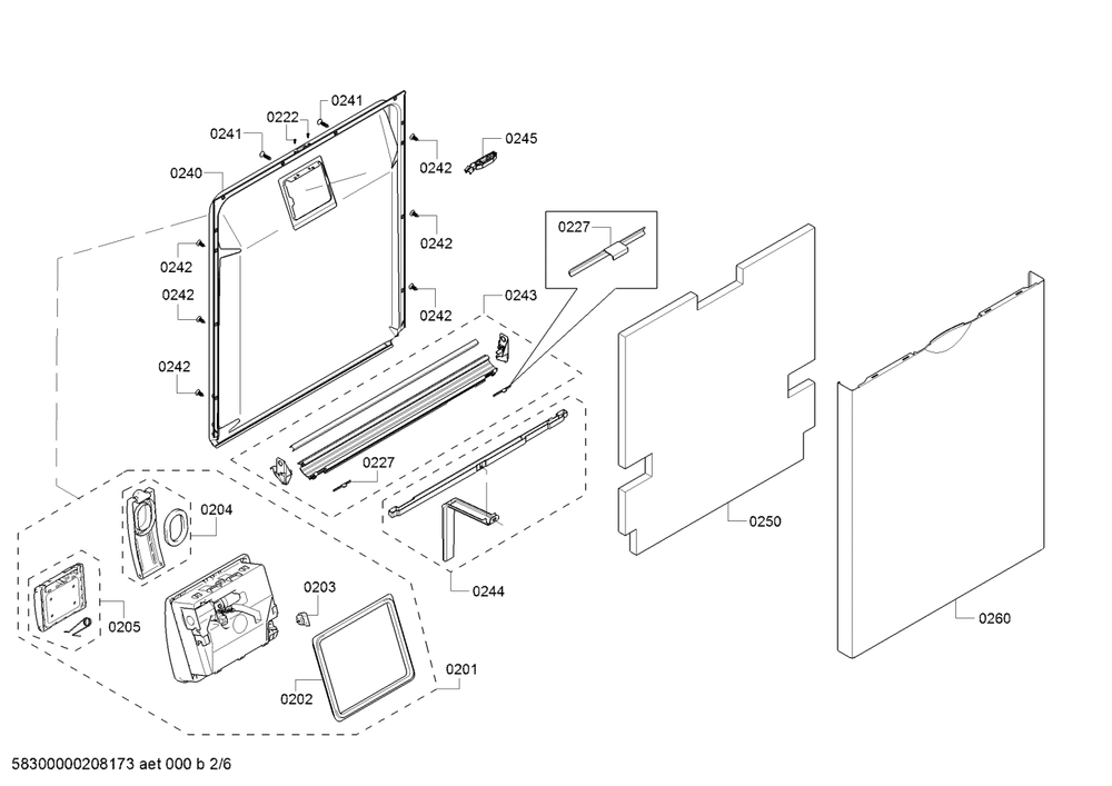 Diagram 2 Diagram and Parts List for SHS863WD2N-10  Bosch Dishwasher