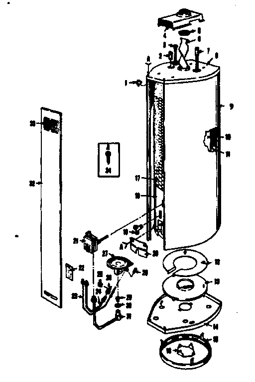 Replacement Parts Diagram and Parts List for 15333560  Kenmore Water Heater