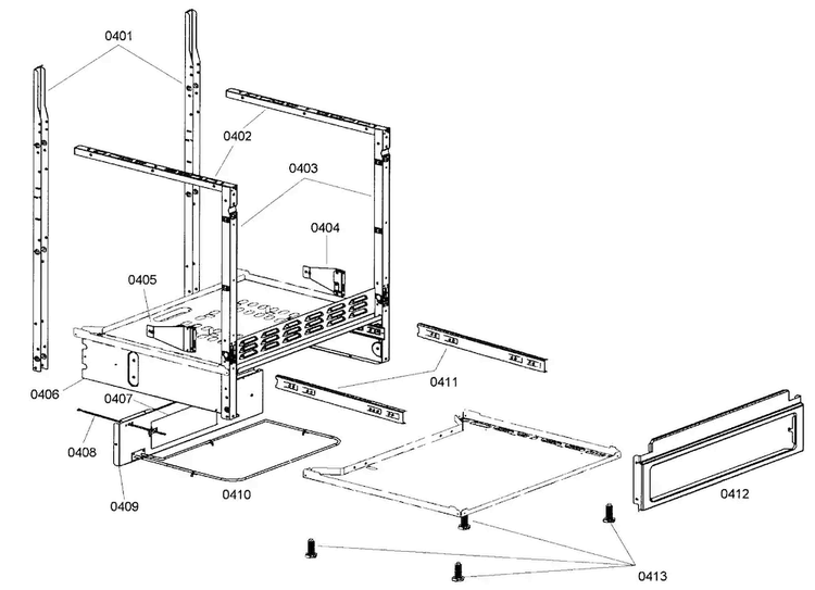 Base Assy Diagram and Parts List for HES345U 01 Bosch Range