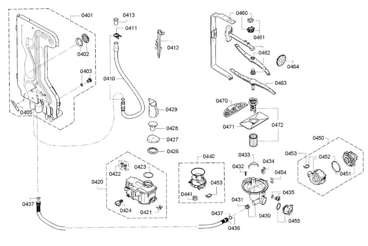 Pump Diagram and Parts List for SGV68U53UC A5 Bosch Dishwasher