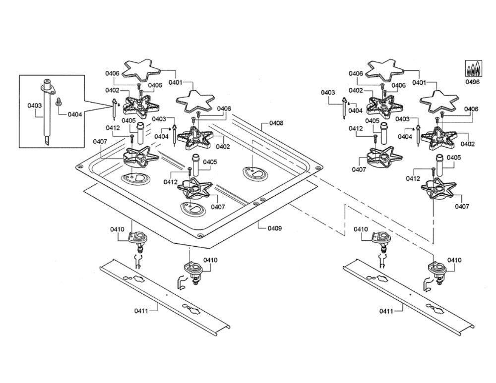 Heat Shield/Burners Diagram and Parts List for PRD48JDSGU 08 Thermador Range