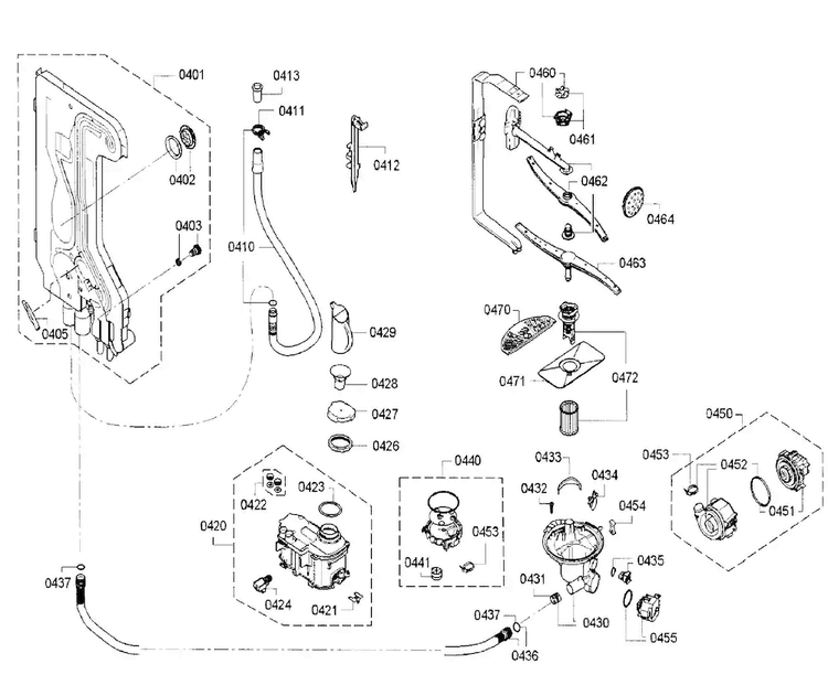 Pump Diagram and Parts List for SGE53U55UC B3 Bosch Dishwasher