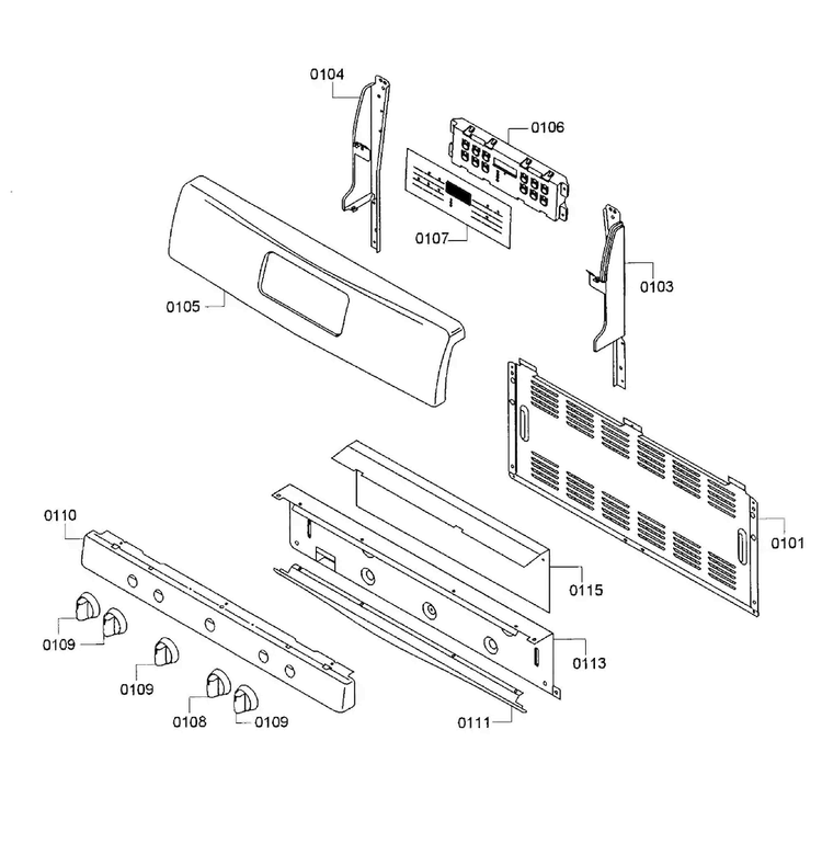 Control Panel Diagram and Parts List for HGS5053UC 07 Bosch Range