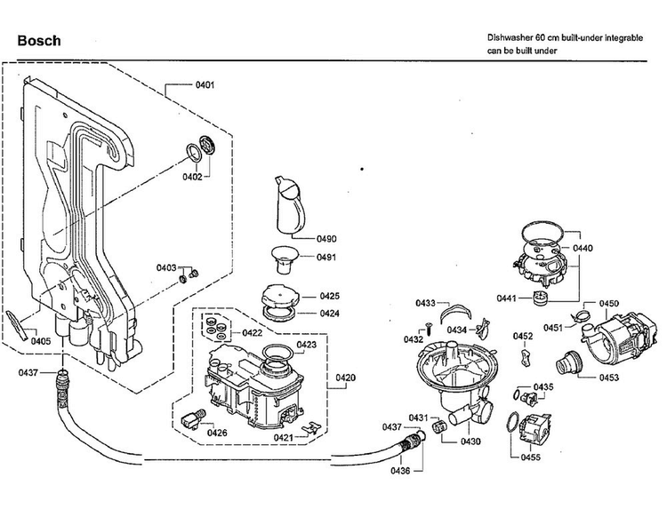 Pump Diagram and Parts List for SHX7ER55UC 74 Bosch Dishwasher