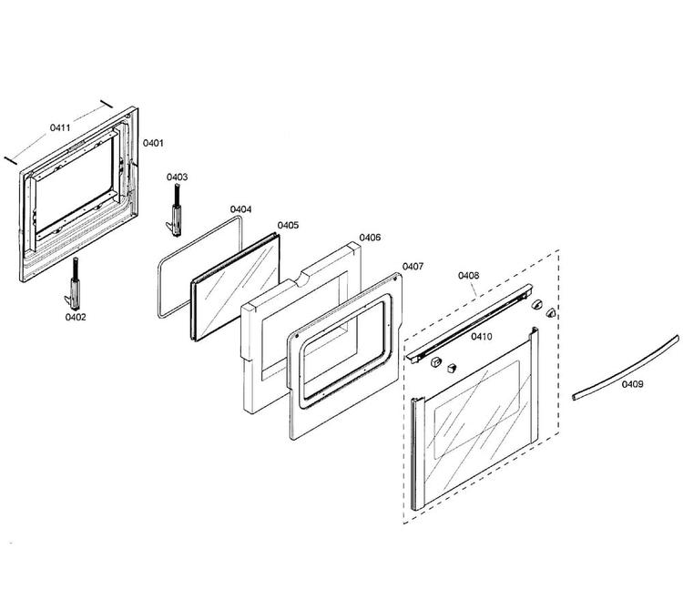 Door Assy Diagram and Parts List for HGS7052UC 01 Bosch Range