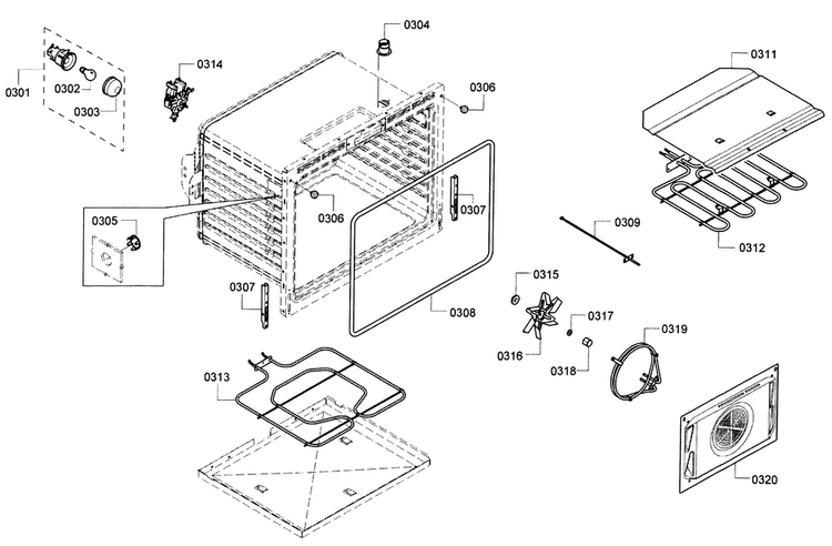 Cavity Diagram and Parts List for HBL5751UCC 02 Bosch Microwave