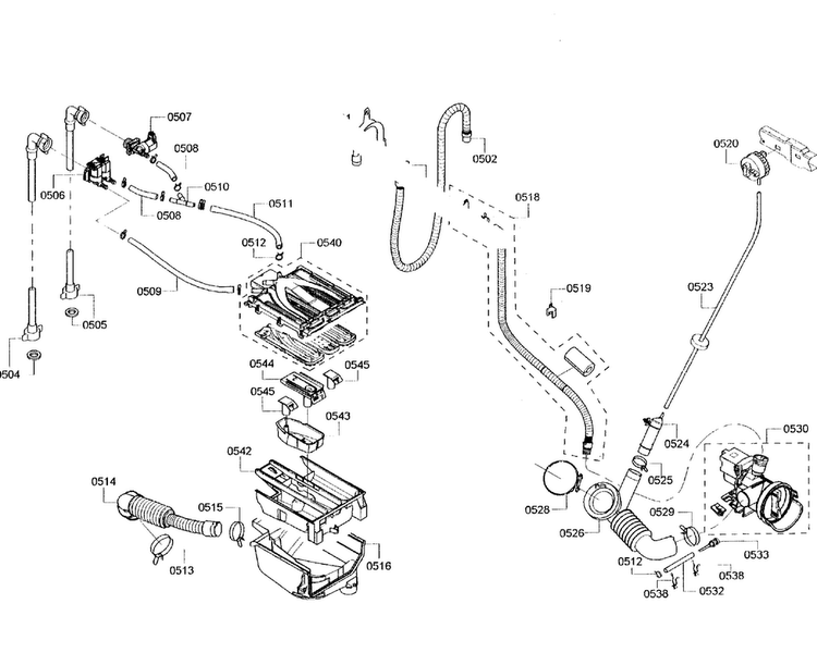 Pump/dispenser Diagram and Parts List for WFVC5400UC 29 Bosch Washer