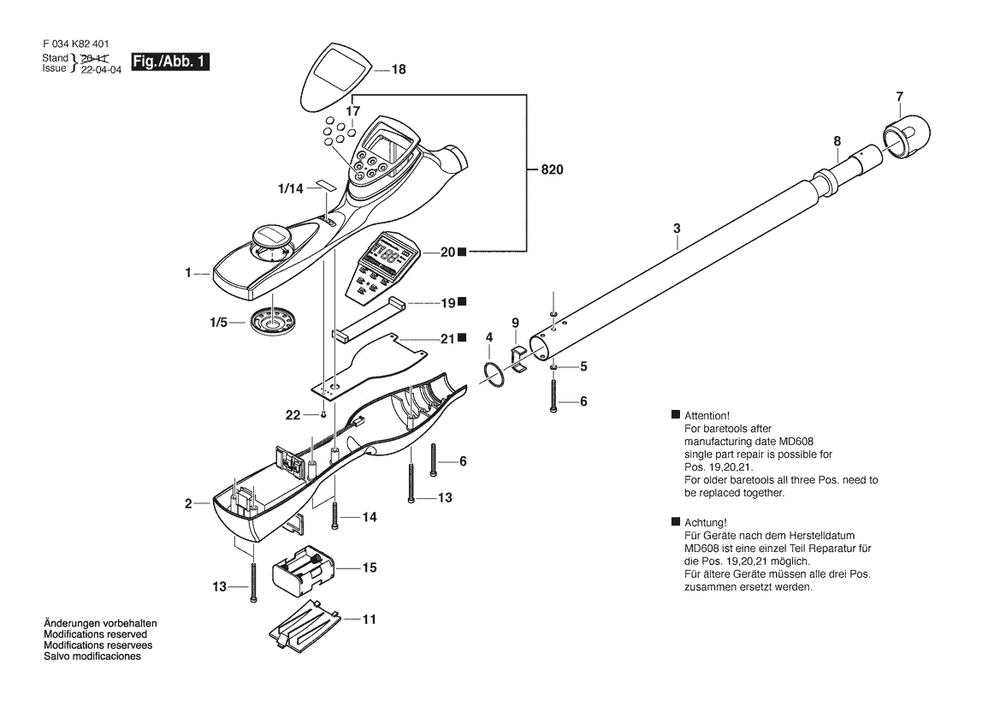 Section 1 Diagram and Parts List for 19-200HC F034K82401 Bosch Miscellaneous