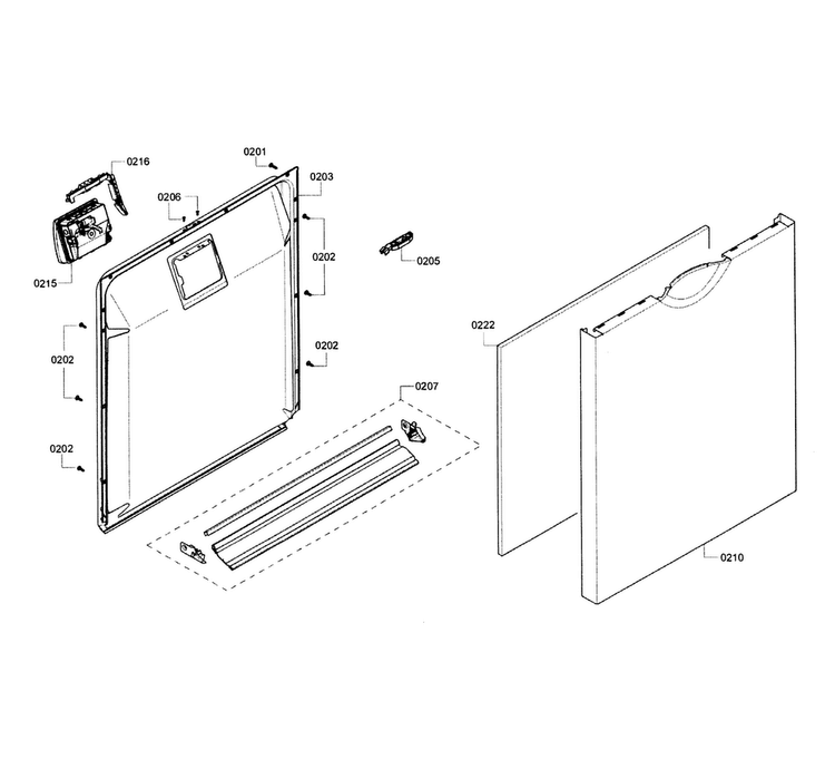 Door Assy Diagram and Parts List for SHE3AR75UC 12 Bosch Dishwasher