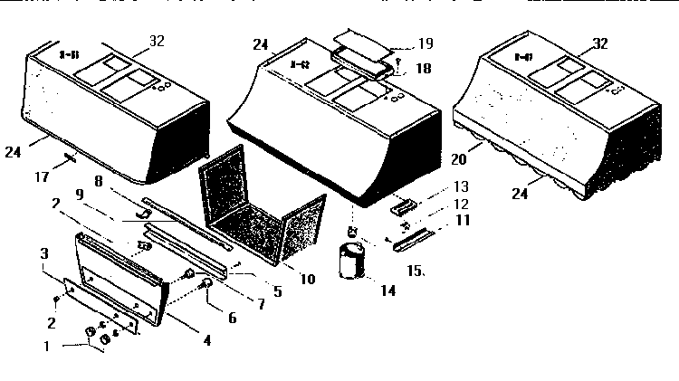 Replacement Parts Diagram and Parts List for H-62A  Thermador Range Hood