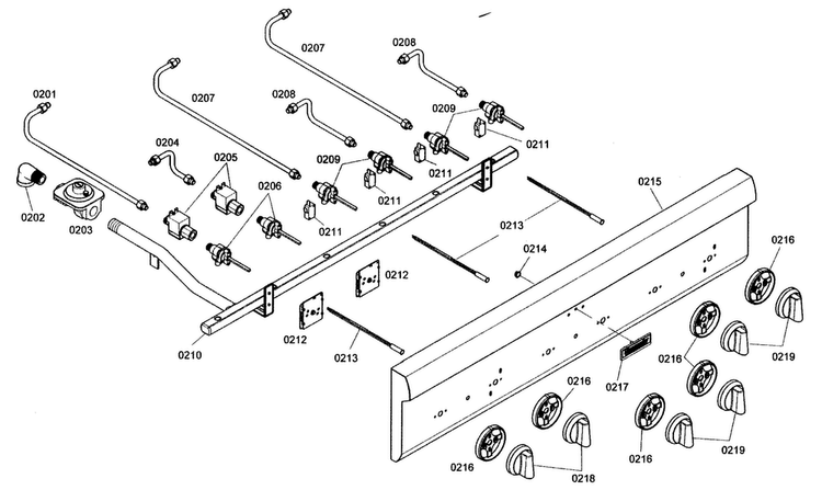 Control Panel Diagram and Parts List for PCG366E01  Thermador Cooktop