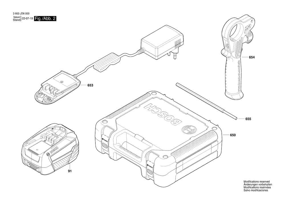Diagram 2 Diagram and Parts List for 3603JD6000  Bosch Hammer Drill