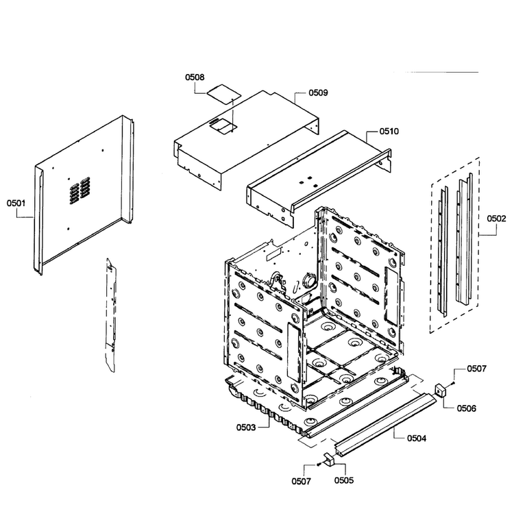 Cabinet Assy Diagram and Parts List for HBN5450UC 03 Bosch Wall Oven