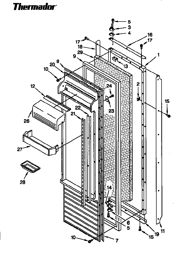 Refrigerator Door Diagram and Parts List for TSS36DAW-06  Thermador Refrigerator