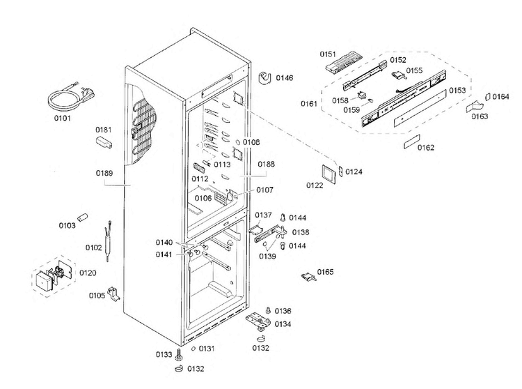 Cabinet Assy Diagram and Parts List for B11CB50SSS 01 Bosch Refrigerator