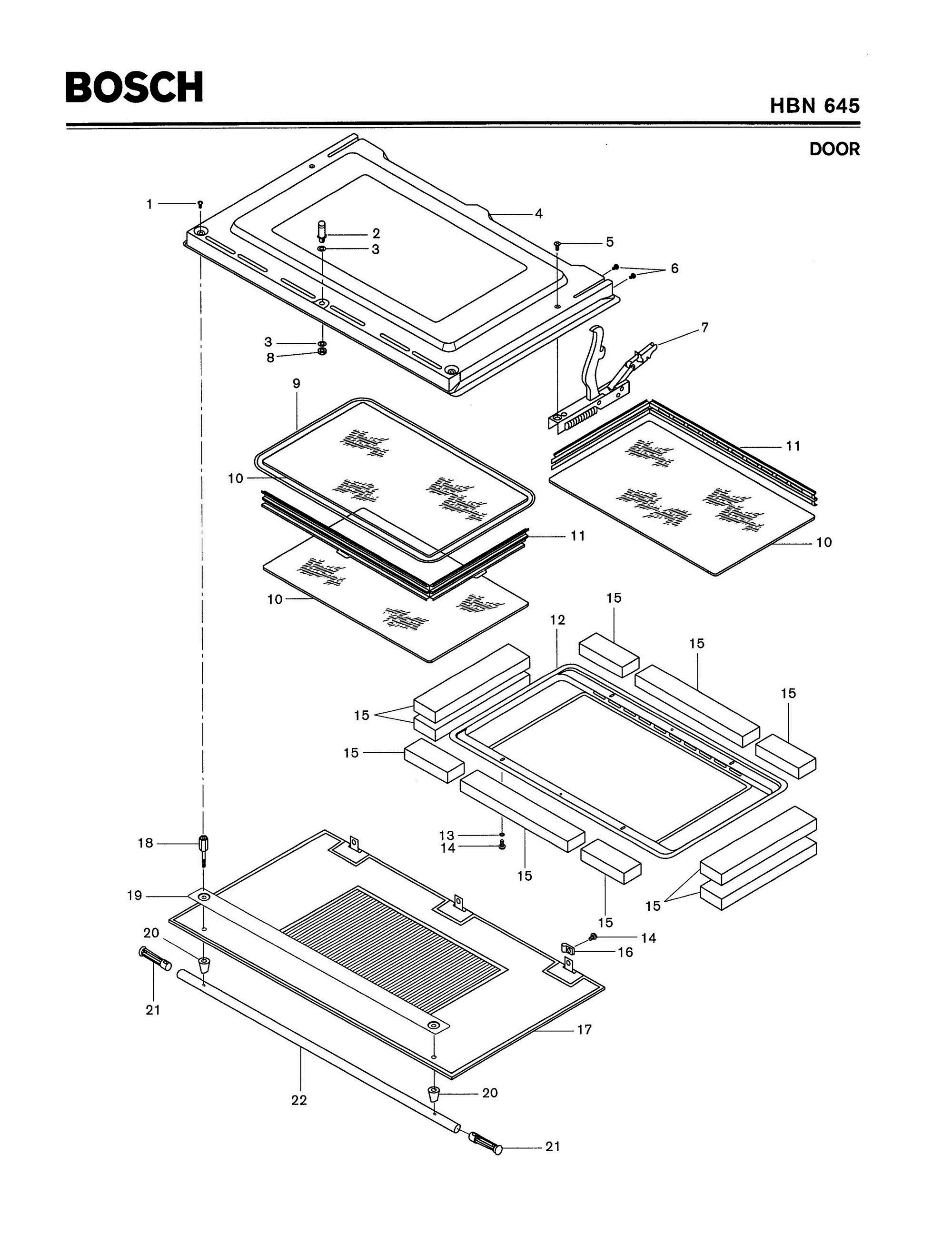 05 - DOOR Diagram and Parts List for HBN645  Bosch Range