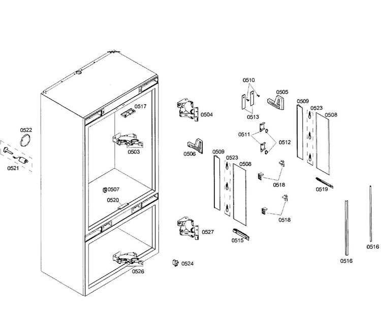 Cabinet Diagram and Parts List for T36IT71NNP 08 Thermador Refrigerator
