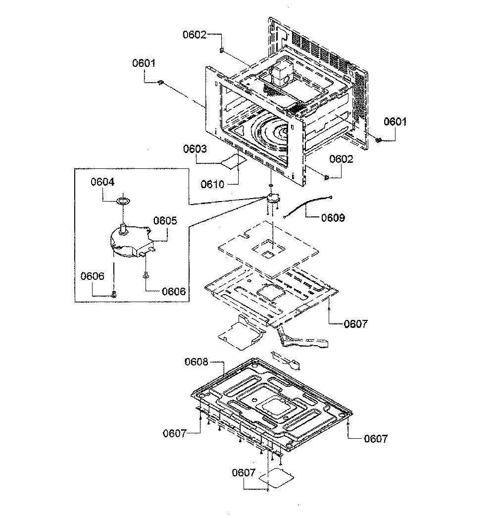 Turntable motor/base plate Diagram and Parts List for HMCP0252UC 01 Bosch Microwave