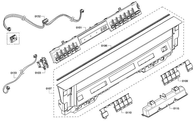 Control Panel Diagram and Parts List for SHE53T56UC 07 Bosch Dishwasher