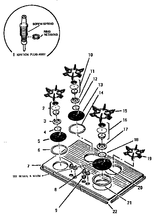 Section 7 Diagram and Parts List for GG3002  Thermador Cooktop