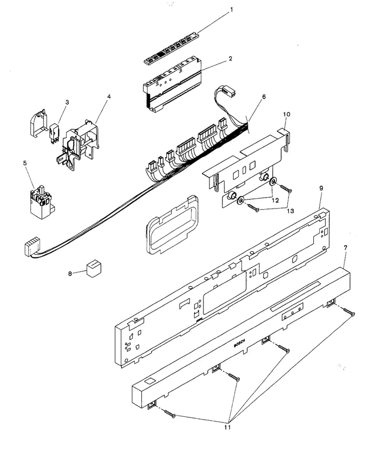 Fascia Panel Diagram and Parts List for SHU9956UC 12 Bosch Dishwasher