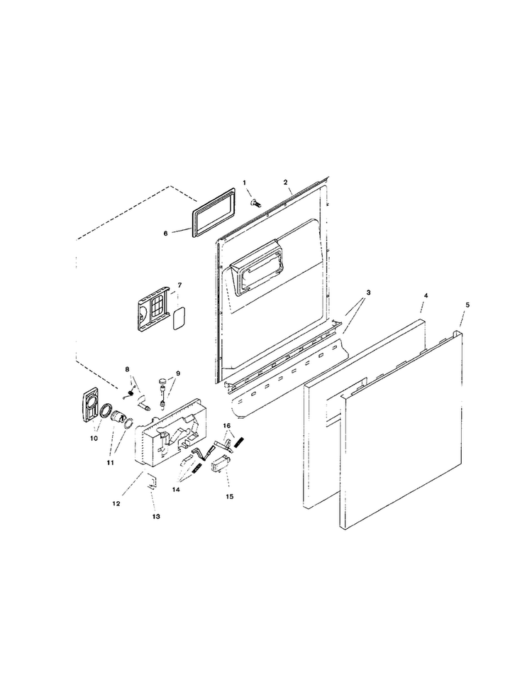 Door Assembly Diagram and Parts List for SHU4322UC 12 Bosch Dishwasher