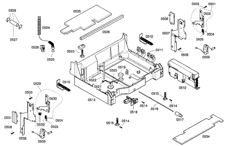 Base 1 Assy Diagram and Parts List for SHX99A15UC 19 Bosch Dishwasher