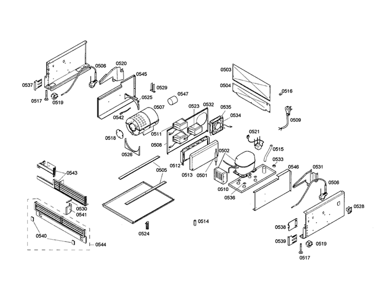 Compressor/condenser Diagram and Parts List for T24IR70CSS-01  Thermador Refrigerator