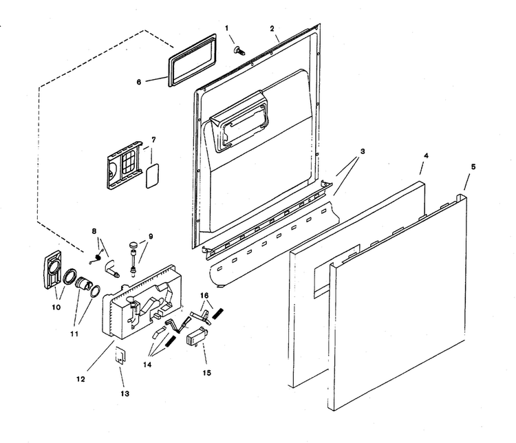Door Assy Diagram and Parts List for SHU6805UC 12 Bosch Dishwasher