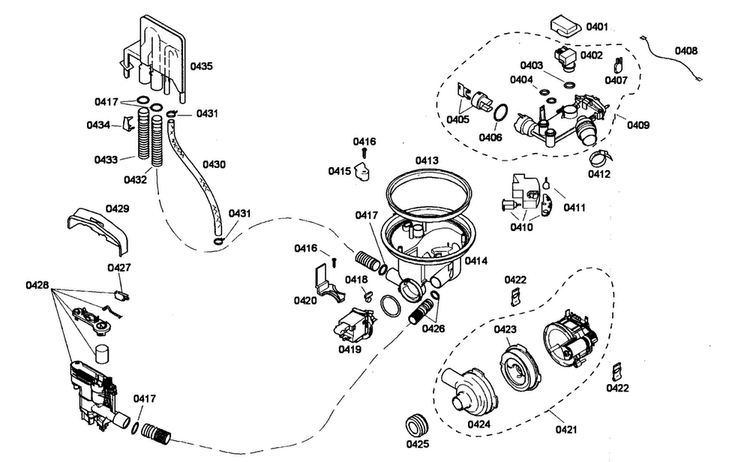 Pump Assy Diagram and Parts List for SHE46C05UC 22 Bosch Dishwasher
