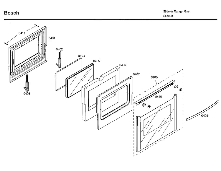 Door Diagram and Parts List for HDI7032U 03 Bosch Range