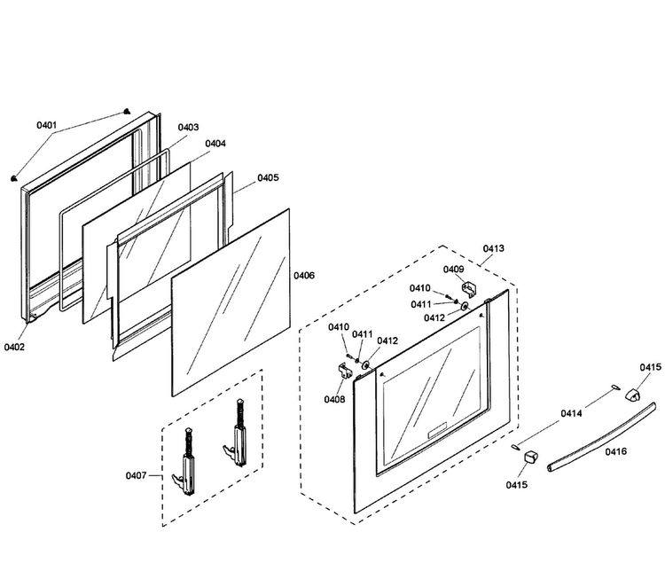 Door Assy Diagram and Parts List for HBL3450UC 02 Bosch Wall Oven