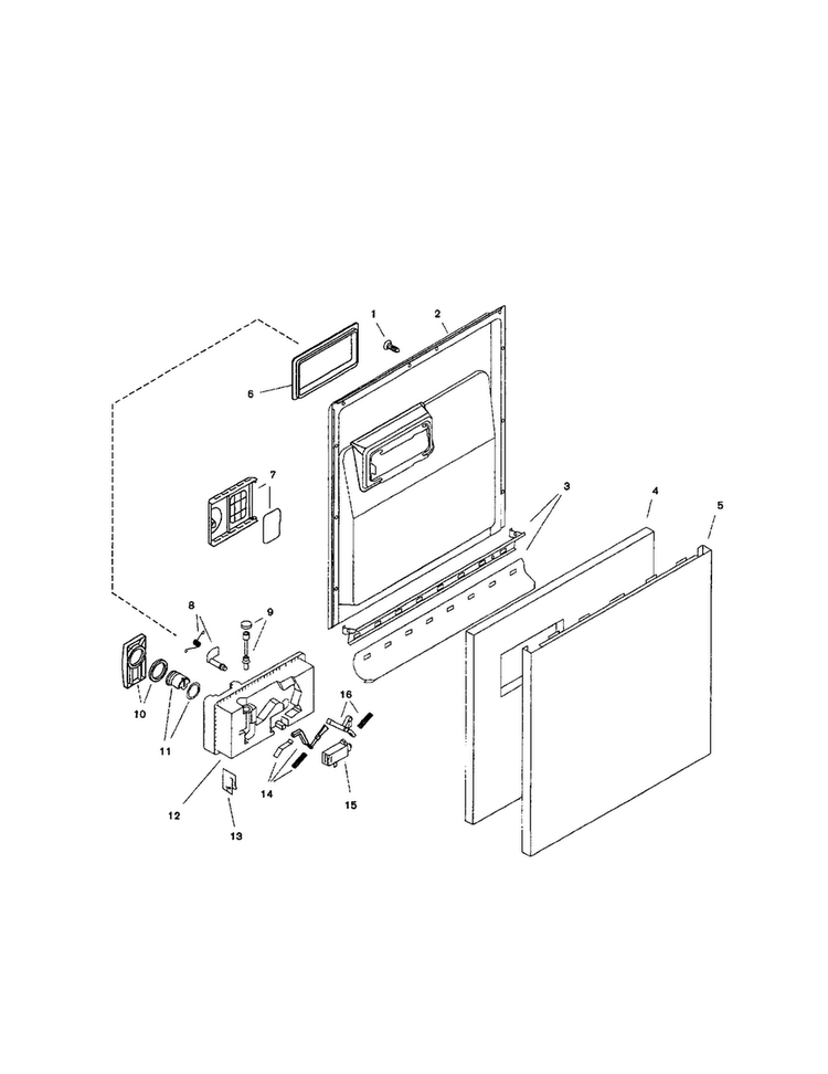 Door Assembly Diagram and Parts List for SHU5314UC 12 Bosch Dishwasher