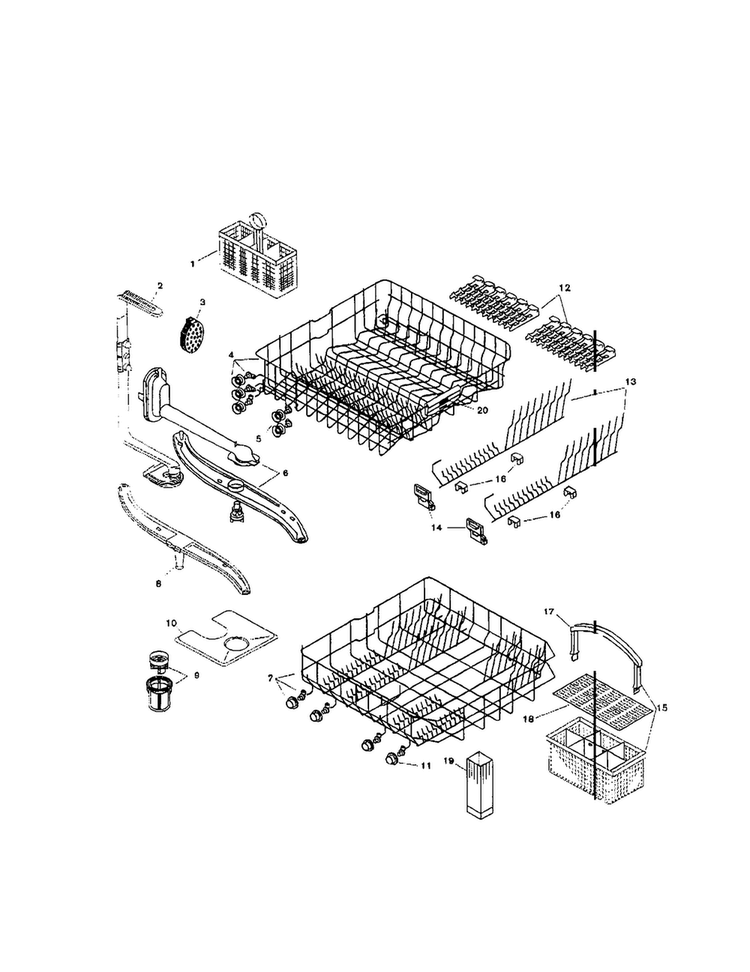 Racks Diagram and Parts List for SHU9925UC 12 Bosch Dishwasher