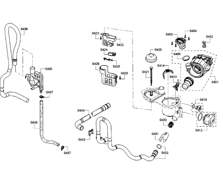 Pump Section Diagram and Parts List for SHX3AR72UC 21 Bosch Dishwasher