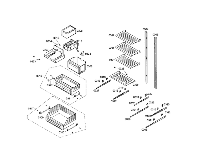Icemaker Diagram and Parts List for T30IF70CSS-01  Thermador Freezer